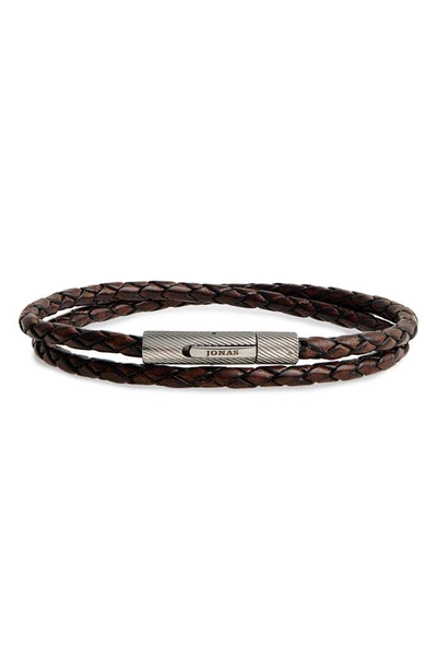 Jonas Studio Braided Leather Wrap Bracelet In Brown