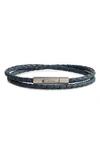 Jonas Studio Braided Leather Wrap Bracelet In Blue