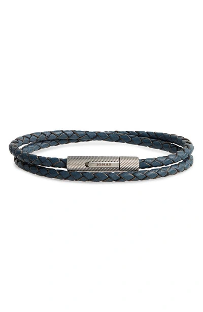 Jonas Studio Braided Leather Wrap Bracelet In Blue