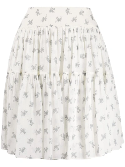 Chloé Bouquet Print Georgette Skirt In White