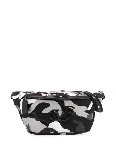 Valentino Garavani Vlogo Camouflage Belt Bag In Black