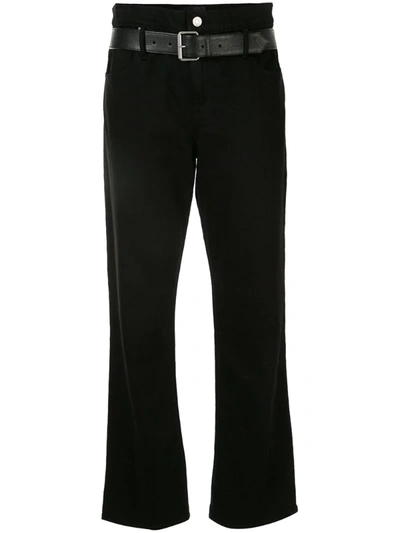 Rta Belted Flared Trousers In Black