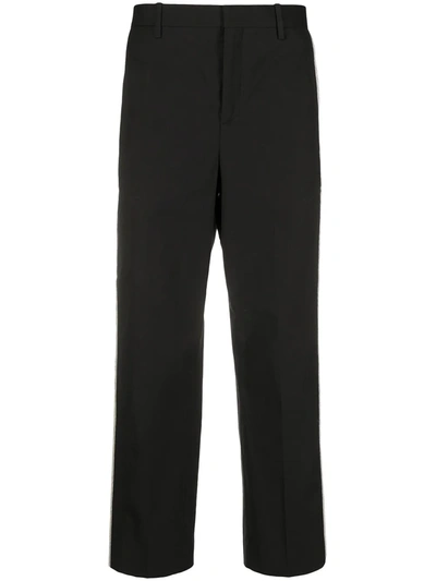 Neil Barrett Contrasting Side Panel Cropped Trousers In Black