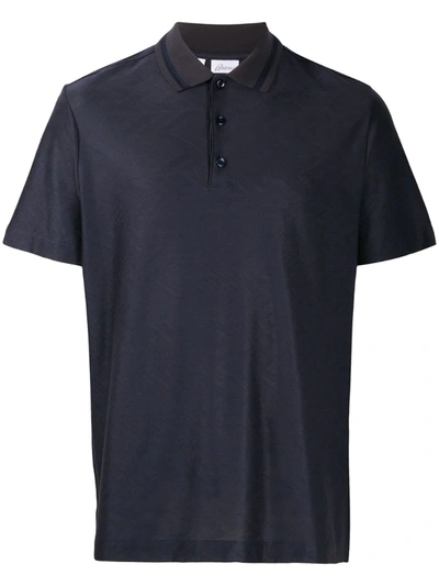 Brioni Short-sleeve Fitted Polo Shirt In Blue