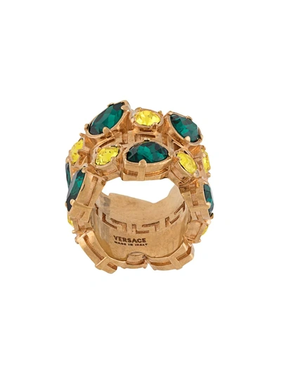 Versace Crystal-embellished Ring In Gold