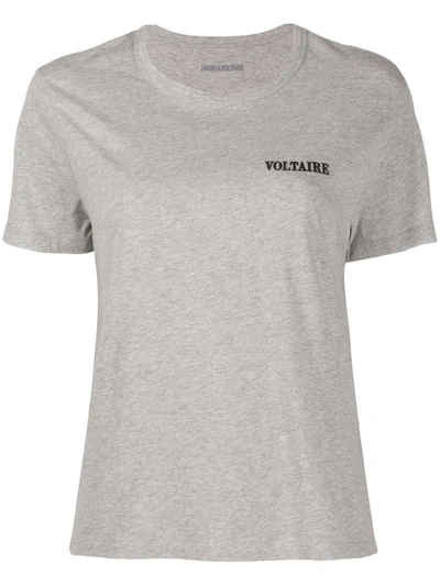 Zadig & Voltaire Logo Embroidered Round Neck T-shirt In Grey