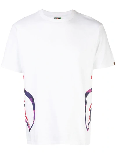 Bape Colours Camo Side Shark T-shirt In White