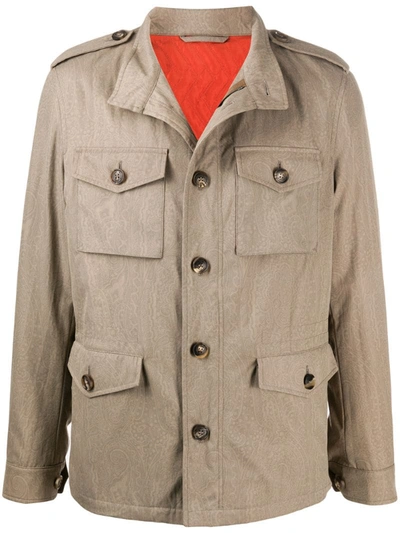Etro Front Buttoned Utility Jacket In Neutrals