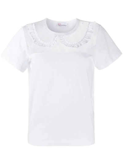 Red Valentino Point D'esprit Panelled T-shirt In White