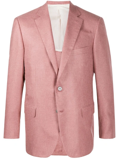Brioni Single-breasted Fitted Blazer In Pink