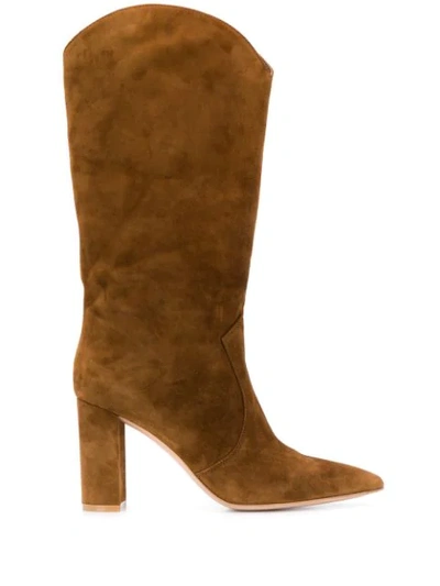Gianvito Rossi Western-style Pointed Boots In Camel