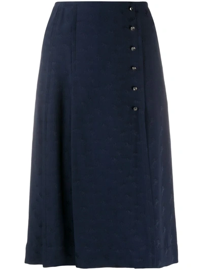 Chloé Flou Jacquard Kilt Skirt In Blue