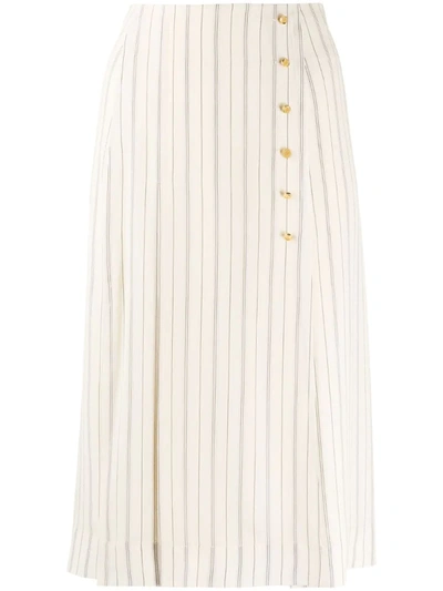 Chloé Striped Midi Skirt In Neutrals