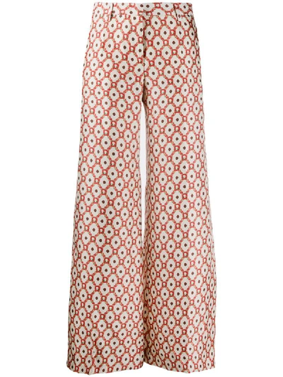 Alberto Biani Floral Patterned Flared Trousers In Neutrals
