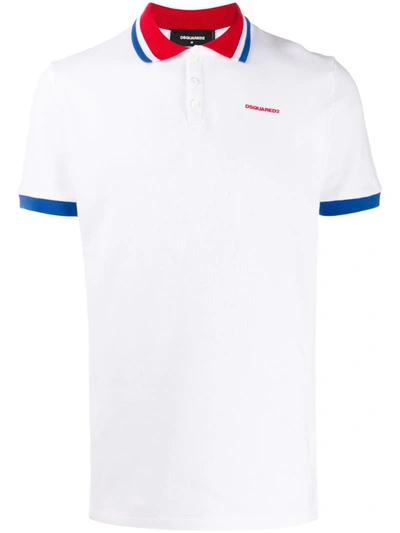 Dsquared2 Logo Print Polo Shirt In White