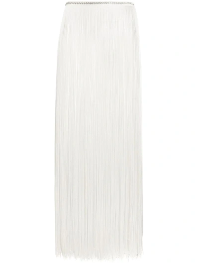 Annamode Fringed Midi Skirt In White