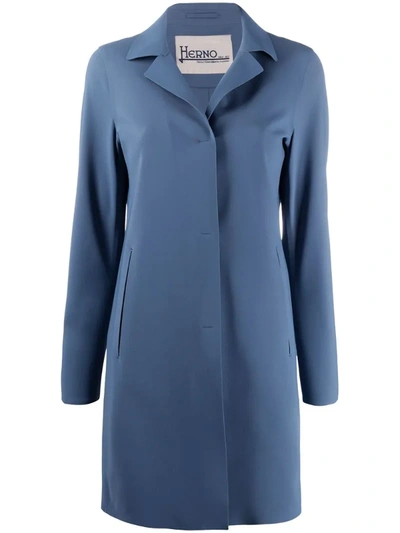 Herno Notched-lapel Single Breasted Coat In Blue