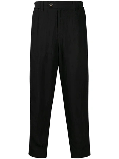 Ziggy Chen Creased Loose-fit Trousers In Black
