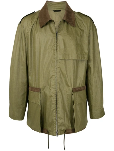 Fendi Zip-up Collared Jacket In Green