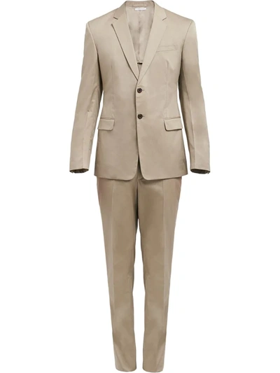 Prada Cotton Twill Slim-fit Suit In Neutrals