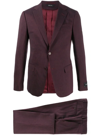 Z Zegna Single-breasted Two-piece Suit In Red