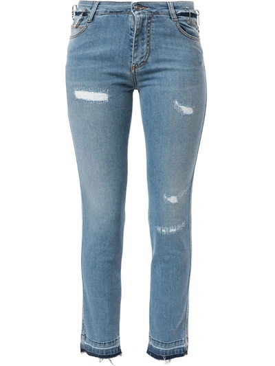 Ermanno Scervino Low Rise Distressed Skinny Jeans In Blue