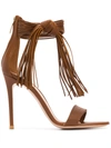 Gianvito Rossi Fringed 100mm Sandals In Brown