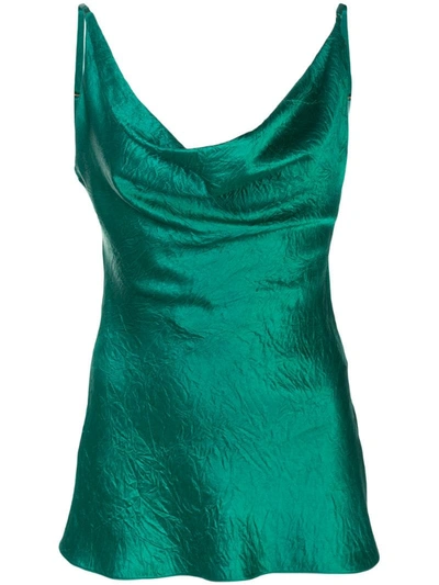 Sies Marjan Amira Crinkled-satin Cami Top In Green