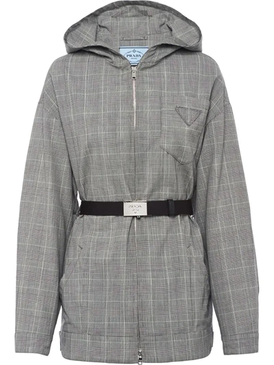 Prada Belted Zip-front Jacket In Grey
