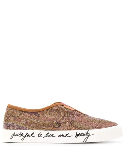 Etro Paisley Slip-on Trainers In Brown