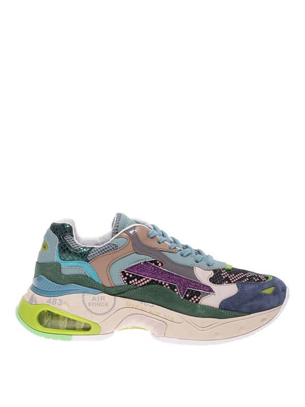 Premiata Sharky Panelled Sneakers In Multicolour | ModeSens