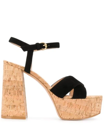 Gianvito Rossi Cork Platform Sandals In Black