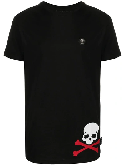 Philipp Plein Short-sleeved T-shirt With Logo And Skull In Black