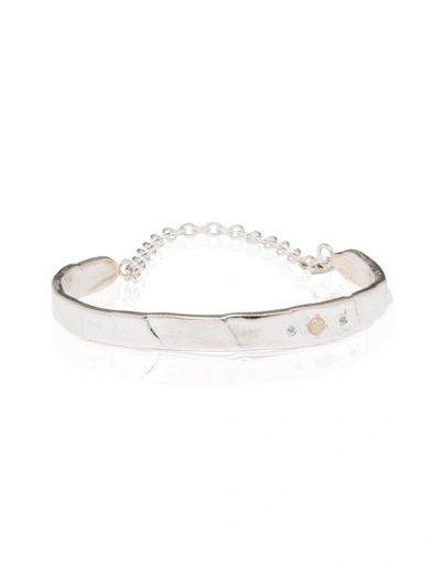 Ali Grace Jewelry Opal & Diamond Chain Cuff In Silver