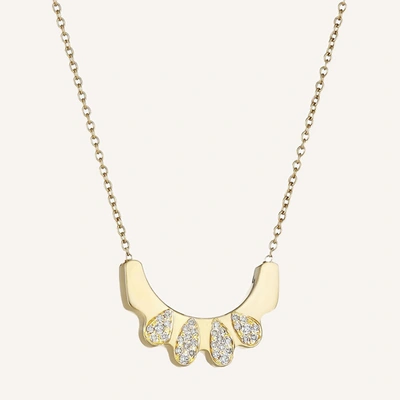Ilana Ariel Crescent Pendant With Diamond Teardrops In 18k White Gold