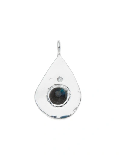 Ali Grace Jewelry Labradorite & Diamond Teardrop Charm In Silver