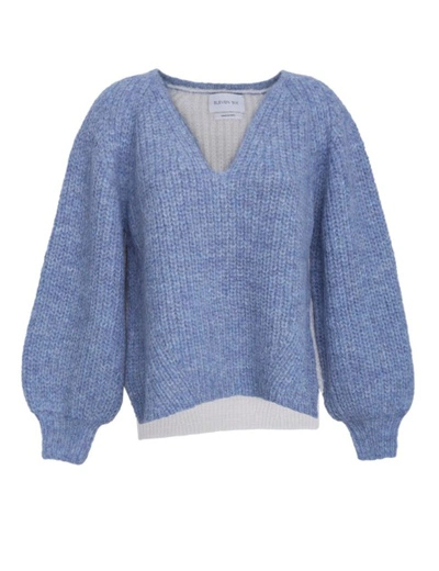 Eleven Six Tess Sweater In Cloud Blue And Ivory