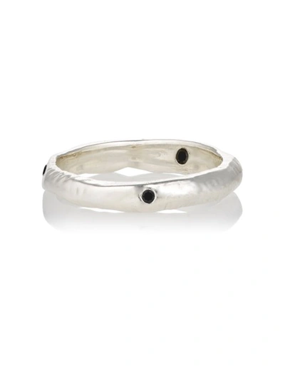 Ali Grace Jewelry Irregular Triple Black Diamond Ring In Silver