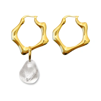 Felice Dahl Jewellery Valkyria Hoop Earrings Medium With Drop In Gold