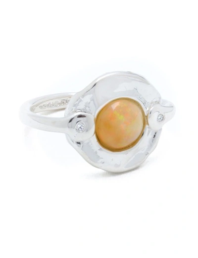 Ali Grace Jewelry Opal & Diamonds Ring In Silver