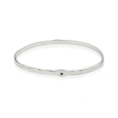 Ali Grace Jewelry Sterling & Black Diamond Bangle In Silver