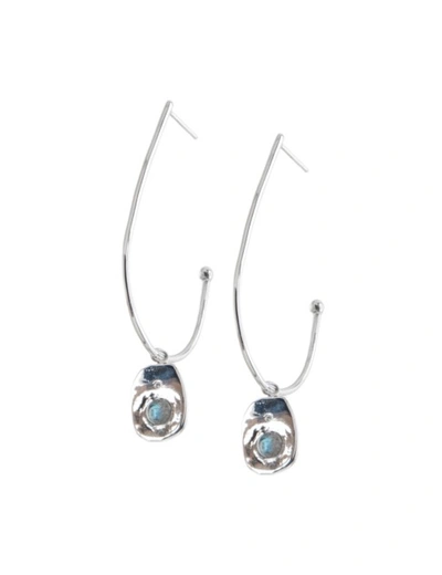 Ali Grace Jewelry Labradorite & Diamond Charm Hoop Earrings In Silver