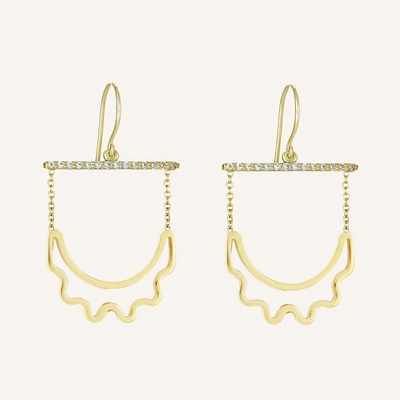 Ilana Ariel Cut-out Crescent Hanging Earrings In Silver
