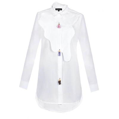 Hashé Cotton Poplin Chemise With Raw Stone Buttons In White