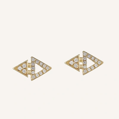 Ilana Ariel All Diamond Mini Triangle Studs In 14k White Gold