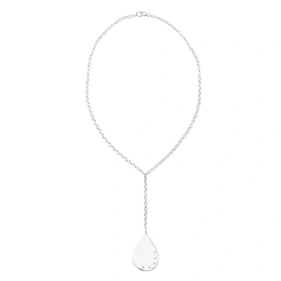 Ali Grace Jewelry Sterling Teardrop Charm Lariat In Silver