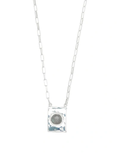 Ali Grace Jewelry Labradorite & Diamond Tag Necklace In Silver