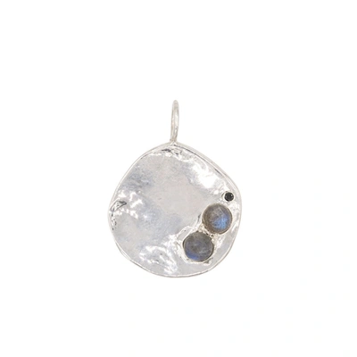 Ali Grace Jewelry Labradorite & Black Diamond Round Pendant In Silver