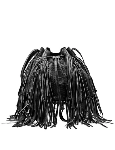 Ximena Kavalekas Mj Fringe Bucket Bag (large) - Black