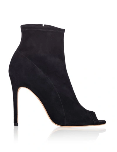 Smiling Shoes The Edgy Ankle Boots Gd45sh In Black Stretch Suede
